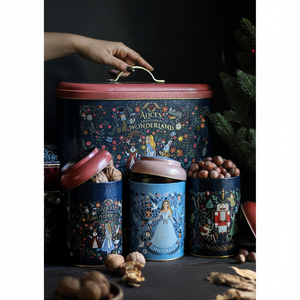 Juego de 4 Recipientes Redondos de Cocina Kontensan con Tapas de Cúpula, Diseño Vintage con Textura de Lino Inspirado en Cafeterías - Product Image 3