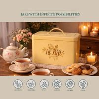 Grand bac de rangement de cuisine en métal style ferme avec couvercle, logo personnalisé, organisateur de garde-manger rustique polyvalent, vente en gros