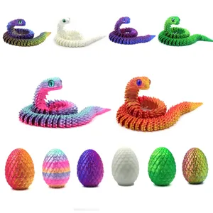 Figurines d'action en plastique imprimées en 3D, jouets œufs de serpent, figurines d'anime créatives anti-stress, ornements de bureau rotatifs et mobiles, cadeau - Product Image 4