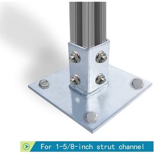 Base de montaje cuadrada MISA de 6x6 pulgadas para poste de soporte sin aleación, con imprimación y granallado, para canal de 1-5/8 pulgadas - Product Image 6