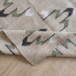 Handmade Jute Area Rug Abstract Pattern Low Pile Non <b>Slip</b> Eco Friendly Pet Friendly Thin Rubber Backing Rectangle Floor <b>Mat</b> - Product Image 3