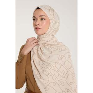 Pure Tone Beige Mink <b>Scarf</b>-Marginal Pattern Complimentary <b>Hat</b> & <b>Glove</b> <b>Set</b> - Product Image 2