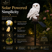 Lampe solaire décorative de jardin, mignonne, en résine, en forme d'animal, lampes solaires pour pelouse, LED, étanches, lampe solaire de jardin en forme de hibou