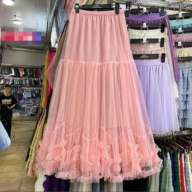 Gorgeous Women's A-Line Tulle Tutu Skirt High Elastic Waist Ruffles Embroidered Breathable Fashion-Forward Sweet for Adults