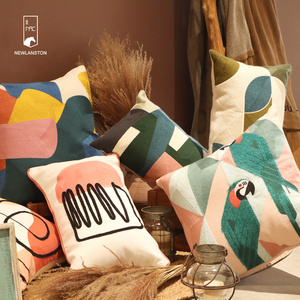 Gối Thêu Hình Vẹt Động Vật Vỏ Gối Ném Màu Chắp Vá Trang Trí Nhà Cửa - Product Image 5