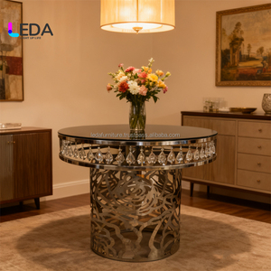 โต๊ะอาหารทรงกลมสีเงินสำหรับจัดเลี้ยงในงานอีเวนต์หรูหรา - Product Image 1