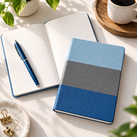 Carnet de notes moderne en cuir PU grainé à blocs de couleur, couverture rigide, personnalisable avec logo, idéal pour le bureau, la promotion, la vente en gros et les étudiants