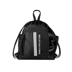 Drawstring Backpack String Bag Cinch Water Resistant Nylon For Gym Shopping Sport Yoga Customized Logo Polyester Bags