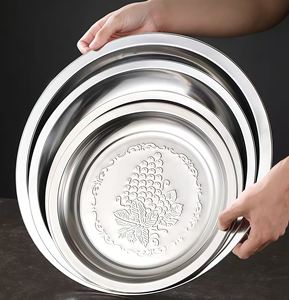 Assiette Ronde Épaisse de 28-70 <span class=keywords><strong>cm</strong></span> pour Hôtels, Dorée/Argentée, Plate, pour Servir Raisins et Légumes – Vente en Gros - Product Image 2