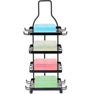 <span class=keywords><strong>Support</strong></span> à Savon Vintage Écologique à 4 Niveaux avec 8 Crochets, Étagère de Douche Anti-Rouille pour Shampoing, <span class=keywords><strong>Support</strong></span> de Rangement pour Comptoir de Cuisine - Product Image 1