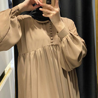 Nouvelle Abaya Personnalisable de Haute Qualité à Faible QMC, Vêtement Islamique Nida à Boutons, Manches Longues et Ourlet Large, Robe Longue Maxi pour Femmes Musulmanes