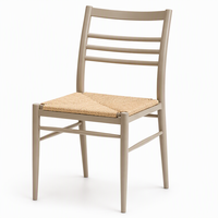 Chaise de salle à manger moderne avec dossier en échelle et assise tressée sans accoudoirs pour cuisine, café, restaurant