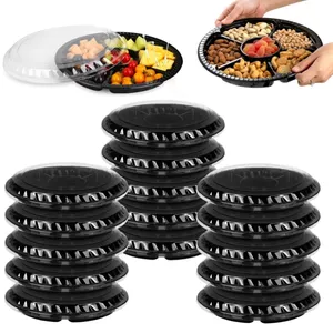 Disposables Platter Trays With Lid Plastic Food Platter Trays And Domes Round Clear Pet Plastic Appetizer Tray