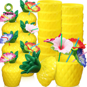 Dứa & dừa hình dạng nhựa Đảng cup tái sử dụng nước trái cây uống container sáng tạo dùng một lần phong cách nước giải khát chai với nắp - Product Image 2