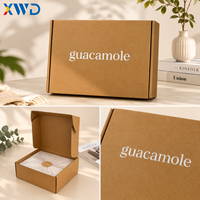 Emballage d'expédition et d'abonnement en carton kraft brun imprimé sur mesure avec logo blanc pour boîte cadeau d'entreprise