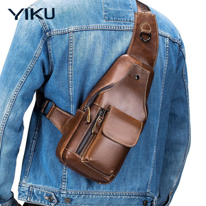 YIKU Sac à bandoulière en <span class=keywords><strong>cuir</strong></span> véritable pour hommes, sac à dos à une épaule pour le <span class=keywords><strong>travail</strong></span> et le voyage - Product Image 4