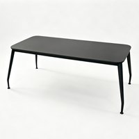 Table de salle à manger rectangulaire industrielle moderne en gros d'usine, pieds en fer, plateau en mélamine, 6 places, pour restaurant, café, cuisine