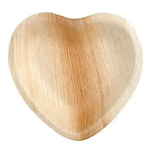 Eco Friendly Disposable Sushi Food Heart Shape Plate Wood Bamboo Sushi Heart Plate