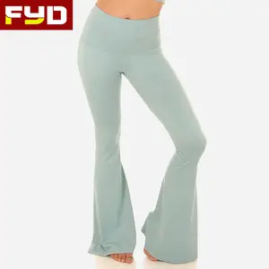 Fabriek Op Maat Gemaakte Bootcut Butt Lifting Leggings Vrouwen Hoge Taille Bell Bottom Zwarte Yoga Broek Full Length Flare Workout Gym Legging