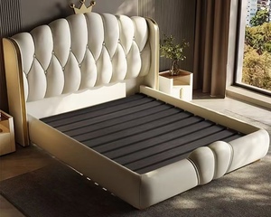 Ý Vua Giường Thiết Kế Hiện Đại Rắn Gỗ Da Công Chúa Lưu Trữ Giường Cho Thạc Sĩ Phòng Ngủ Bọc Giường Đám Cưới Cho Bán Buôn - Product Image 6