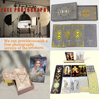 Cartes de tarot Oracle écologiques portables de forme ronde avec logo imprimé, avec anneau de reliure et pochette pour débutants