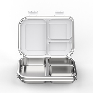 304 Stainless Steel Lunch <b>Box</b> 3 Compartment <b>Large</b> Capacity <b>Plastic</b> Lid Outdoor Picnic Use - Product Image 3