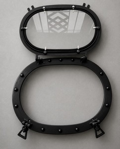 Export Quality Oval Porthole <b>Mirror</b> Aluminum Maritime <b>Wall</b> Décor <b>Black</b> Home Accent Available At Wholesale Price - Product Image 4