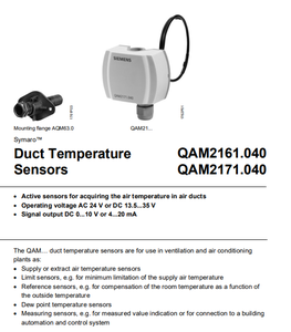 Sensores Pasivos para HVAC Duct QAM2171.010 - Material PVC, Fácil Instalación, Hecho en China para Hospitales, Oficinas, Hoteles y Apartamentos - Product Image 1