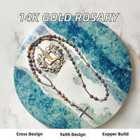 14K Plaqué Or Vierge Marie Guadalupe Chapelet Collier San Judas Tadeo avec Croix Zircon Oro Laminado Christian Vente en Gros