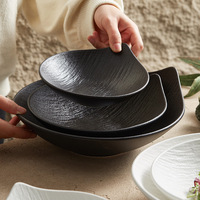 Bol de service élégant en céramique blanche gaufrée, forme feuille unique, plat profond pour salade, pâtes, fruits, moderne, écologique, résistant à la chaleur