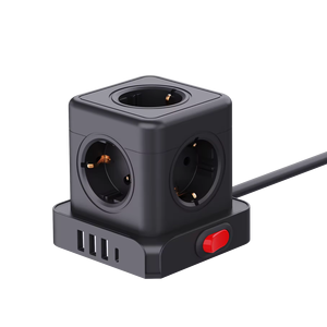 Wholesale Electrical Multi Extension Tower Socket Custom logo 5 Outlets Power Strip with Switch with 3 USB 1 Type C Eu Socket - Product Image 1