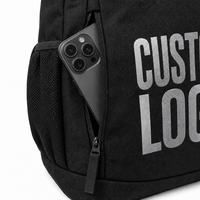 Sac à dos de navettage 20L en tissu Oxford noir avec logo personnalisé, sac à dos léger et souple pour l'école et les voyages quotidiens, personnalisable OEM