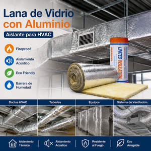 <span class=keywords><strong>Manta</strong></span> de Lana de Vidrio con Lámina de Aluminio, Rollo de Aislamiento Térmico y Acústico para Techos, Paredes y HVAC, México - Product Image 1