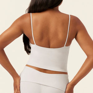 SHINBENE personnalisé femmes basique Double doublé col en V débardeurs dames entraînement Fitness athlétique Singlet - Product Image 3