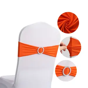 結婚式の装飾のためのバックルスライダー付きスパンデックスチェアバンド卸売チェアサッシ