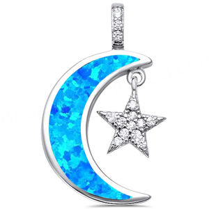 Ensemble de bijoux en argent sterling 925 pour femmes, pendentif rond en opale de feu bleue plaqué rhodium, vente en gros, pour cadeau - Product Image 4