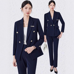 Women's Black Suit Set Polyester Worsted Full Sleeve Anti-Wrinkle Office Lady Spring Formal Wear - Product Image 3