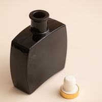 Bouteille diffuseur en verre noir brillant de haute qualité, vide, 100 ml, 200 ml, avec bouchon en caoutchouc, pour parfum et emballage cadeau