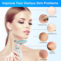 Masseur facial et du cou vibrant 7 couleurs, modes réglables, pour favoriser le raffermissement, rechargeable par USB, cadeau idéal pour femme