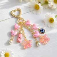 Mode Cartoon Kat Geweven Fruitvormige Hars Sleutelhanger Bloem Parel Hangertje Meisjes Tas Charm Sieraden Cadeau