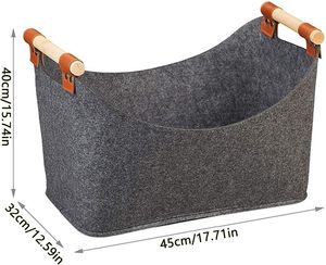 Di Động Ngoài Trời Lưu Trữ Giỏ Dày Gỗ Vải Củi Giỏ Với Gia Cố Xử Lý Hình Dạng Hình Chữ Nhật Cho Đồ Chơi Lưu Trữ - Product Image 2