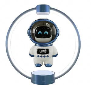 led light magnetic levitation astronaut bluetooth speaker with usb tf fm alarm clock handsfree function