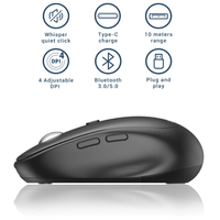Souris Bluetooth IClever, souris sans fil double mode pour ordinateur portable, rechargeable par USB-C, clic silencieux, souris ergonomique portable