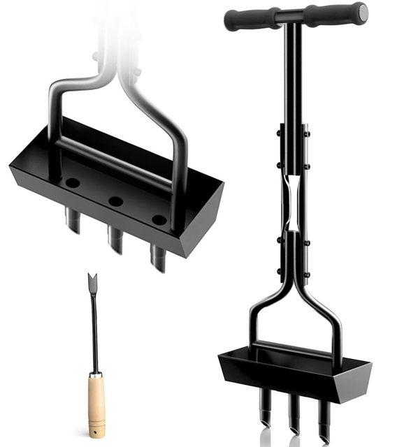 Lawn Aerator Coring Garden Tool Manual Yard Plug Aerators Clean Tool Grass Aeration Gardening Tools with Soil Core Storage Tray