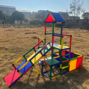Gran Juguete Educativo Ensamblable - Pared de <span class=keywords><strong>Escalada</strong></span> para el Hogar y la Escuela con Tobogán, <span class=keywords><strong>Material</strong></span> PP Duradero y Seguro, con Tubos, Paneles y Conectores - Product Image 1