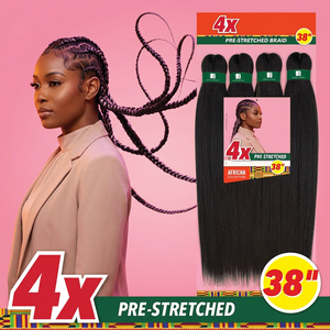 Extensioni per trecce sintetiche pre-stirate 4X Collezione Africana 38'' Capelli Lisci Pre-Layered EZ per Box Braids - Product Image 1