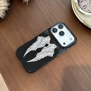 Quality girls angel wings glitter glossy IMD mobile phone case shockproof back <b>cover</b> for iPhone 15 16 17 pro max OEM custom - Product Image 3