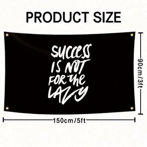 3X5FT 90x150 ซม. โพลีเอสเตอร์ 100D พิมพ์ลายดิจิตอล "ความสำเร็จไม่ใช่สำหรับคนขี้เกียจ" - Product Image 6