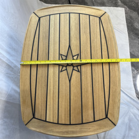 Plateau de table en teck en forme de baril 500x700mm, 19,7x27,5 pouces, incrustation étoile, pour bateau, yacht, caravane TH5070