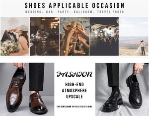 English Style Derby Shoes Pure Black Casual Big-top Shoes Thick Sole Heightening Feature <b>Small</b> Leather Shoes for Men - Product Image 6